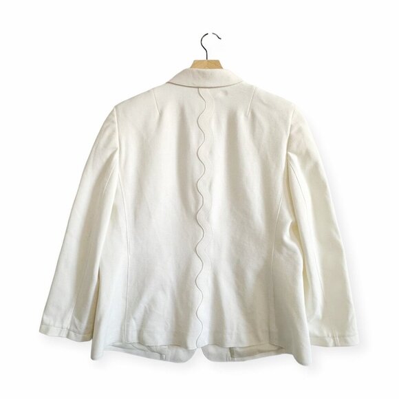 Akris Punto Scalloped Sleeve Blazer,  White/Ivory, Size‎ 12 - Picture 2 of 16